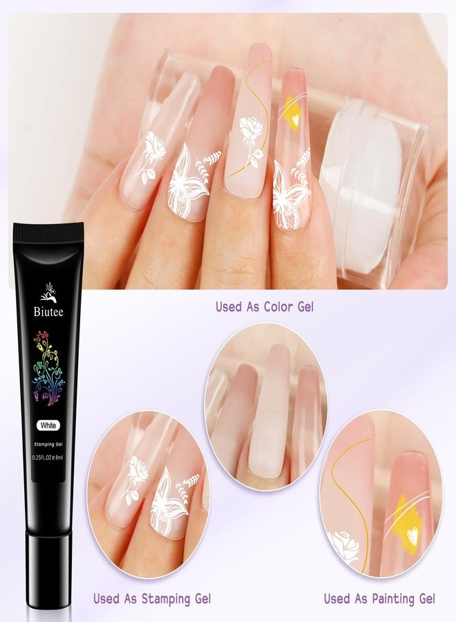 Biutee Nail Stamper Kit 12Pcs Nail Stamping Plate 8Pcs Stamping Gel Polish Nail Stamping Kit with Silicone Stamper Scraper Storage Bag Lace Plaid Stamp Template Holiday Gift for Women - Image 4